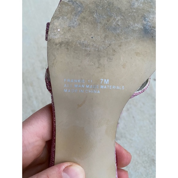 Rampage Sparkly Pink Kitten Heel Sandals - Picture 4 of 7